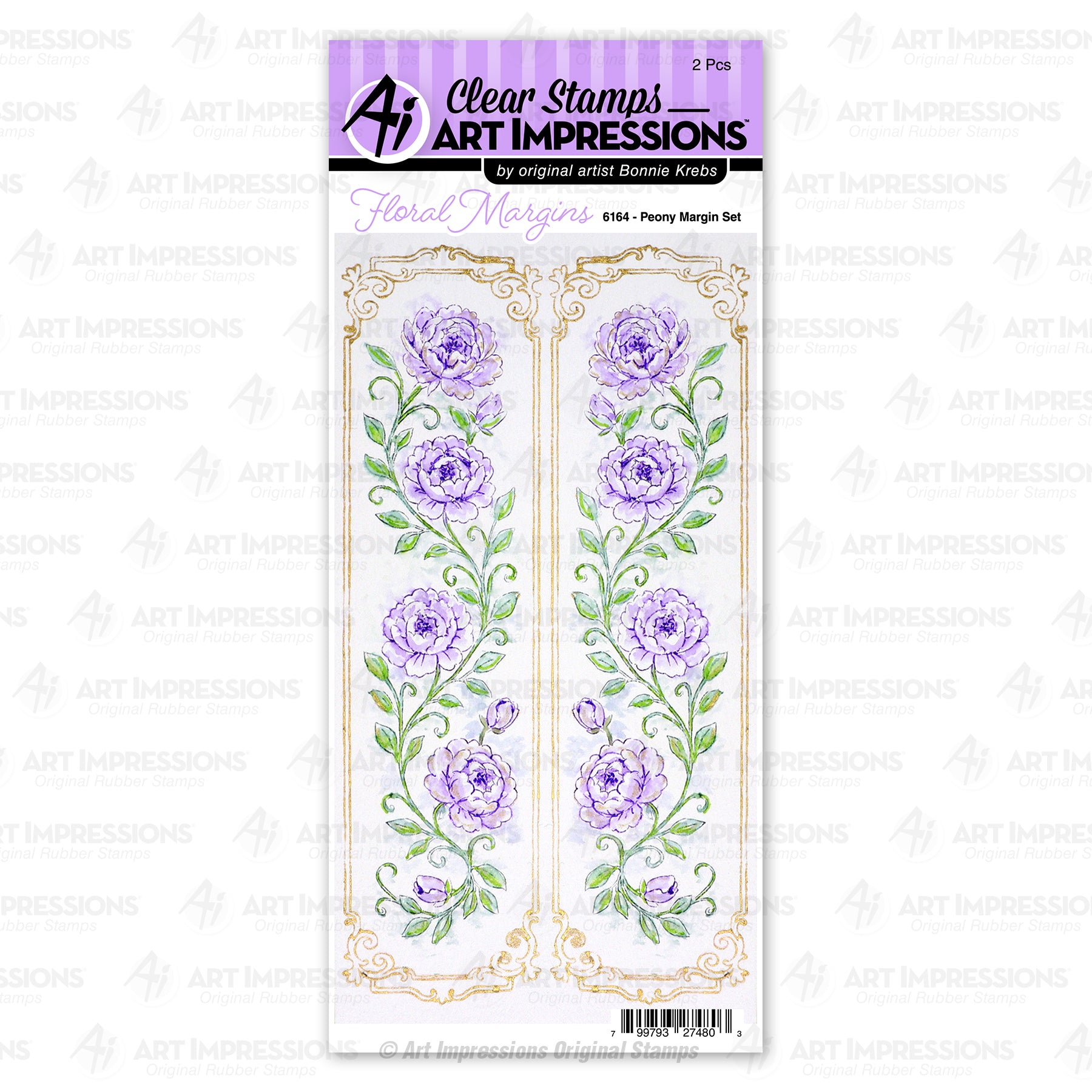 Art Impressions Peony Margin Stamps 6164