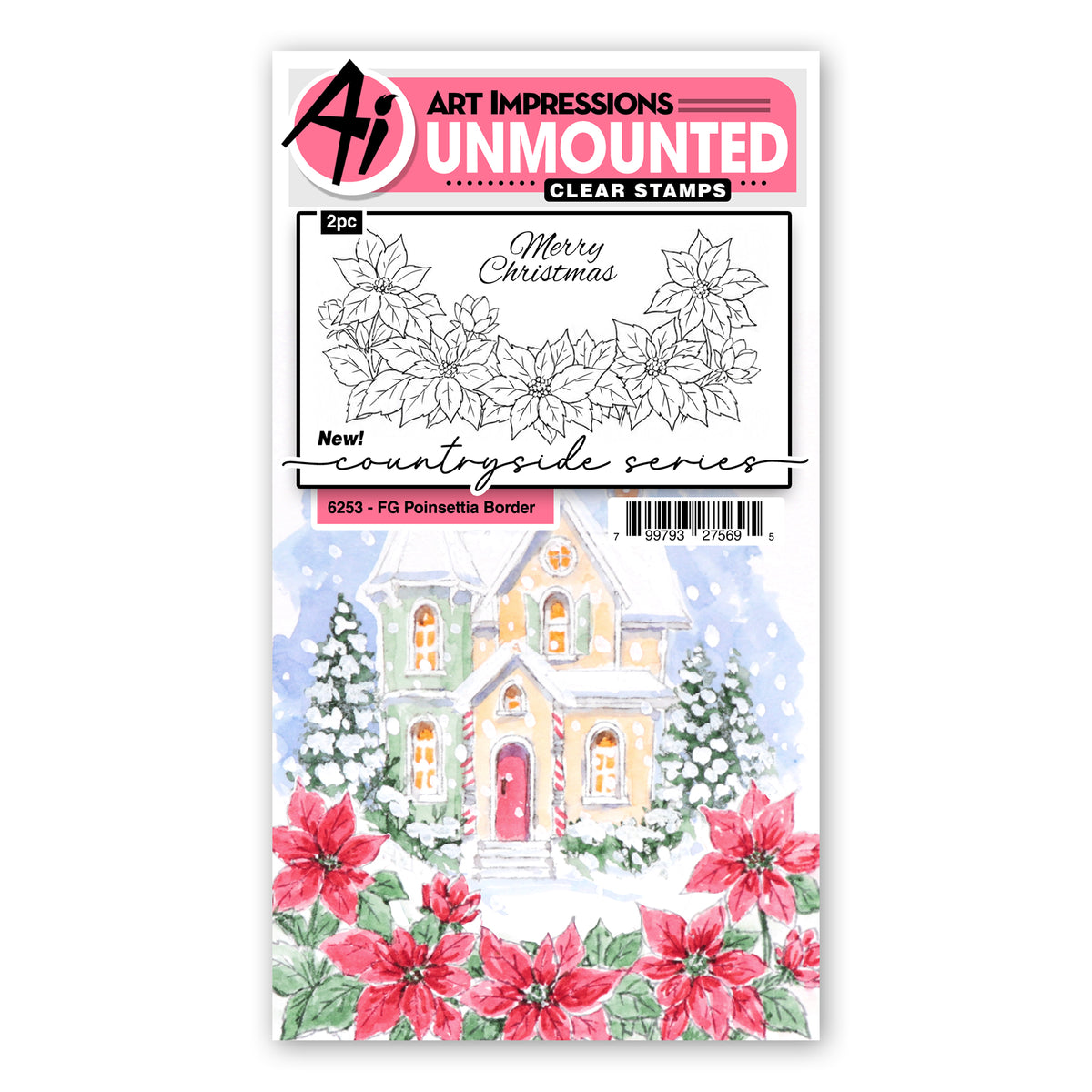 Art Impressions Poinsettia Border Stamps 6253