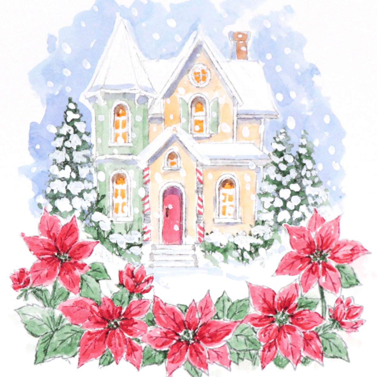 Art Impressions Poinsettia Border Stamps 6253 victorian home