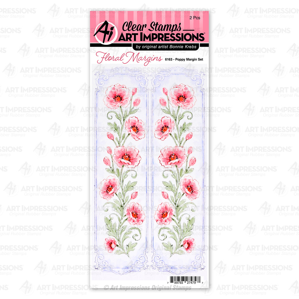 Art Impressions Poppy Margin Stamps 6163