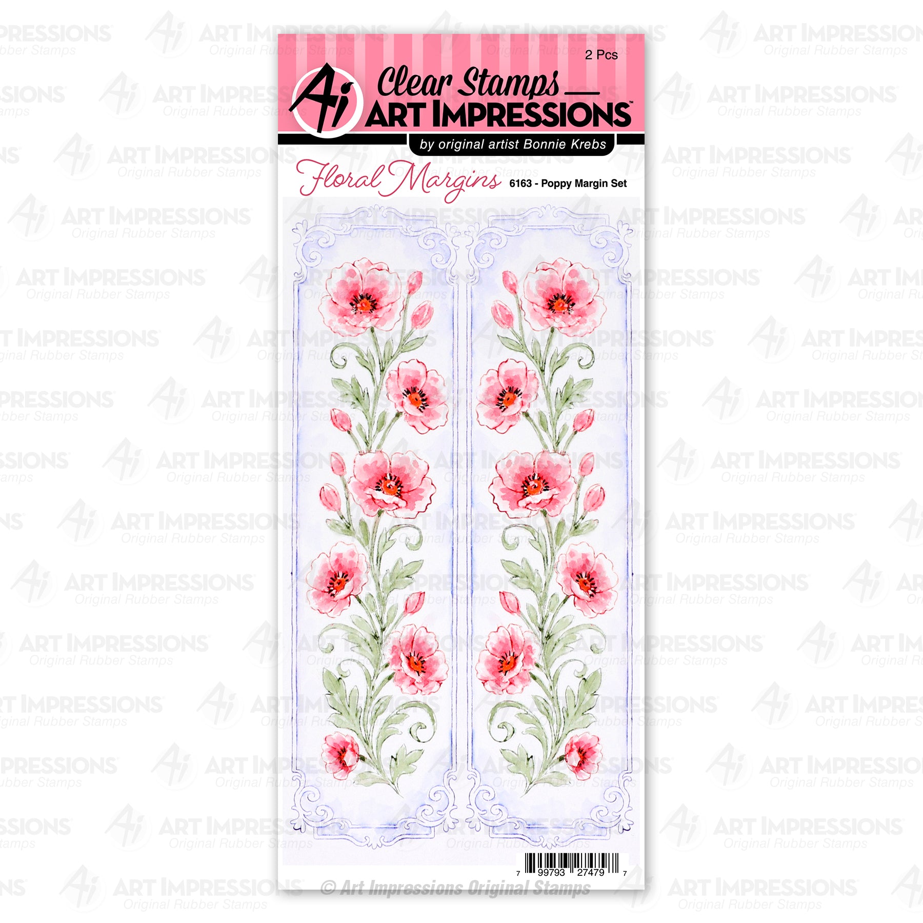 Art Impressions Poppy Margin Stamps 6163