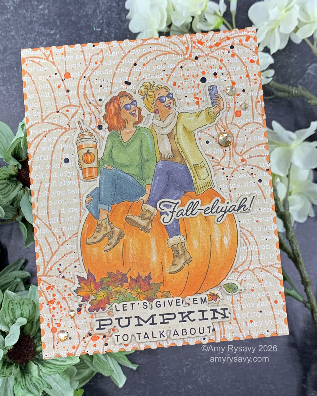Art Impressions Pumpkin Queens STAMPtember Exclusive Stamps sse26a Autumn BFF Selfie Friend Card Amy Rysavy | color-code:ALT01