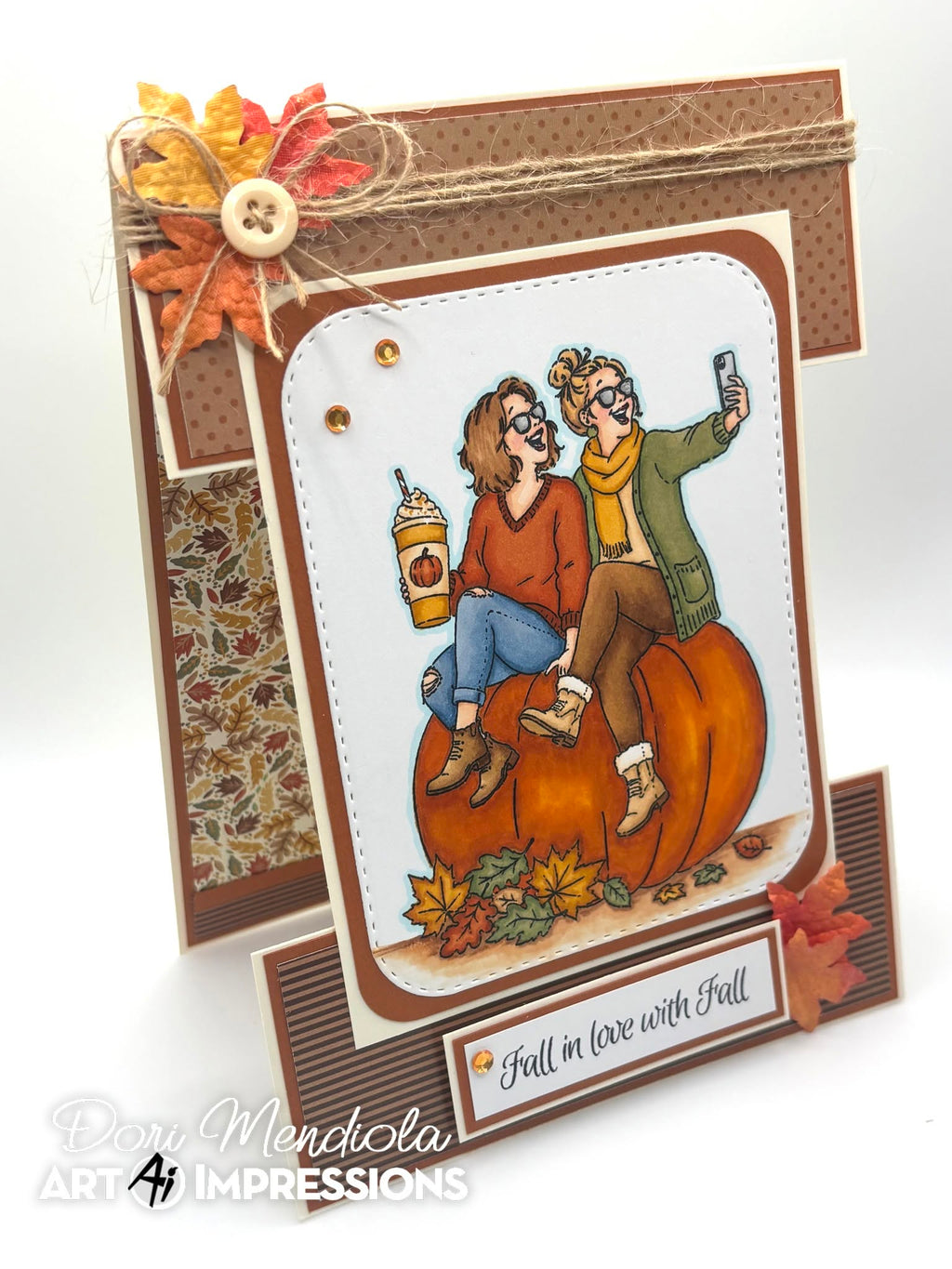 Art Impressions Pumpkin Queens STAMPtember Exclusive Stamps sse26a Autumn BFF Selfie Friend Card Dori Mendiola