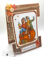 Art Impressions Pumpkin Queens STAMPtember Exclusive Stamps sse26a Autumn BFF Selfie Friend Card Dori Mendiola