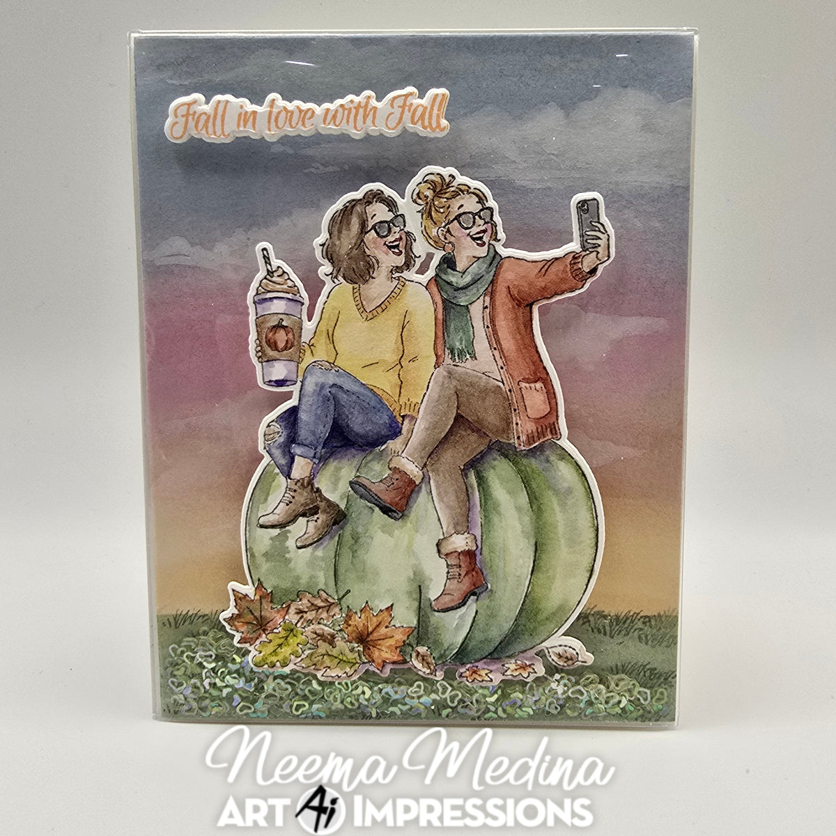 Art Impressions Pumpkin Queens STAMPtember Exclusive Stamps sse26a Autumn BFF Selfie Friend Card Neema Medina