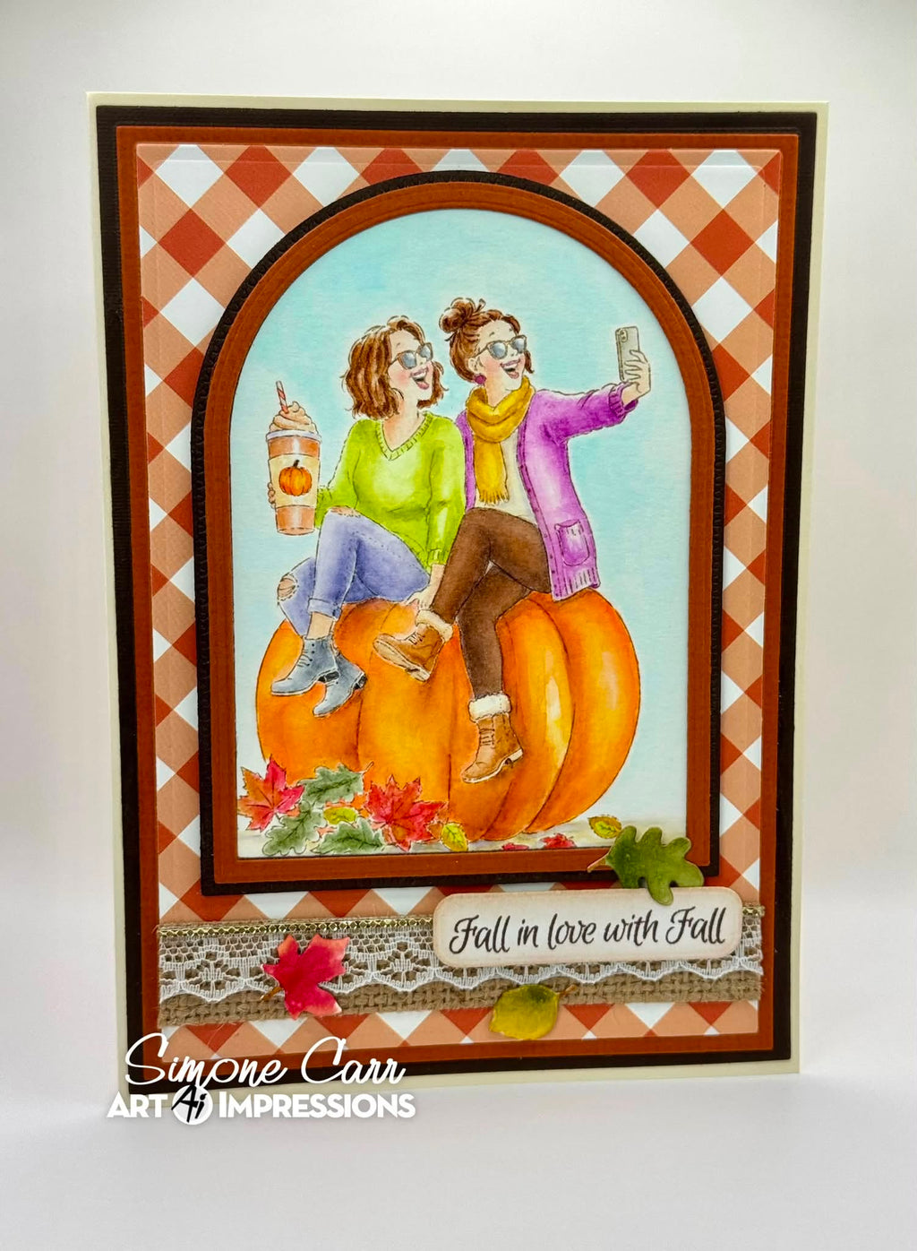 Art Impressions Pumpkin Queens STAMPtember Exclusive Stamps sse26a Autumn BFF Selfie Friend Card Simone Carr