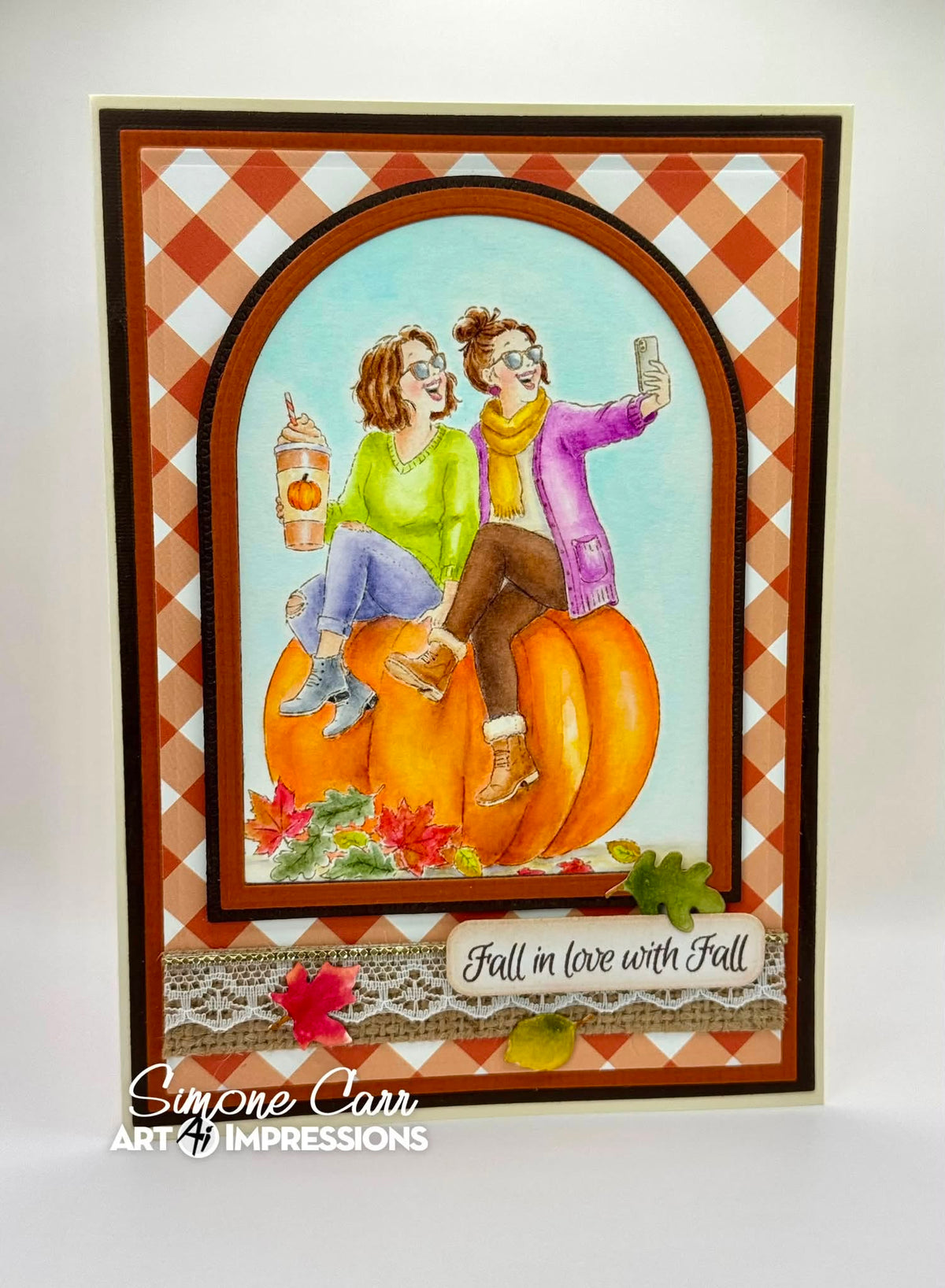 Art Impressions Pumpkin Queens STAMPtember Exclusive Stamps sse26a Autumn BFF Selfie Friend Card Simone Carr