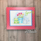 Art Impressions Spring Keepsake Stamps and Dies 6106 Spring with Frog and Potted Flowers