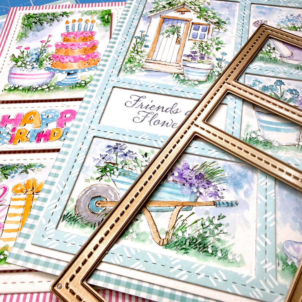 Art Impressions Story Tile Template Die 6158 shown in action