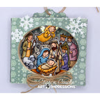 Art Impressions Storybook Template Dies 6121 shown with christmas story stamp and die set sold separately
