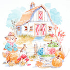 Art Impressions Thankful Border Stamps 6254 with barn