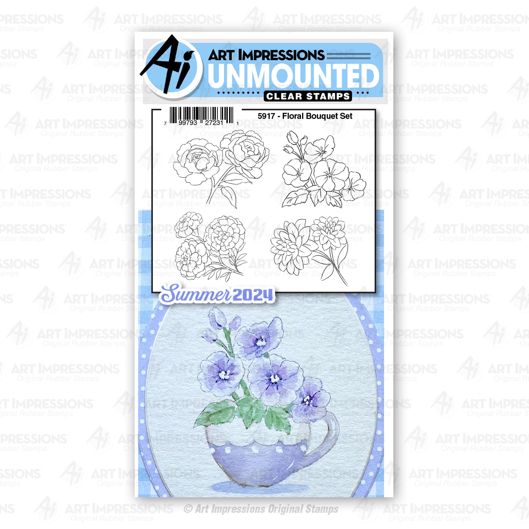 Art Impressions Watercolor Floral Bouquet Clear Stamps 5917