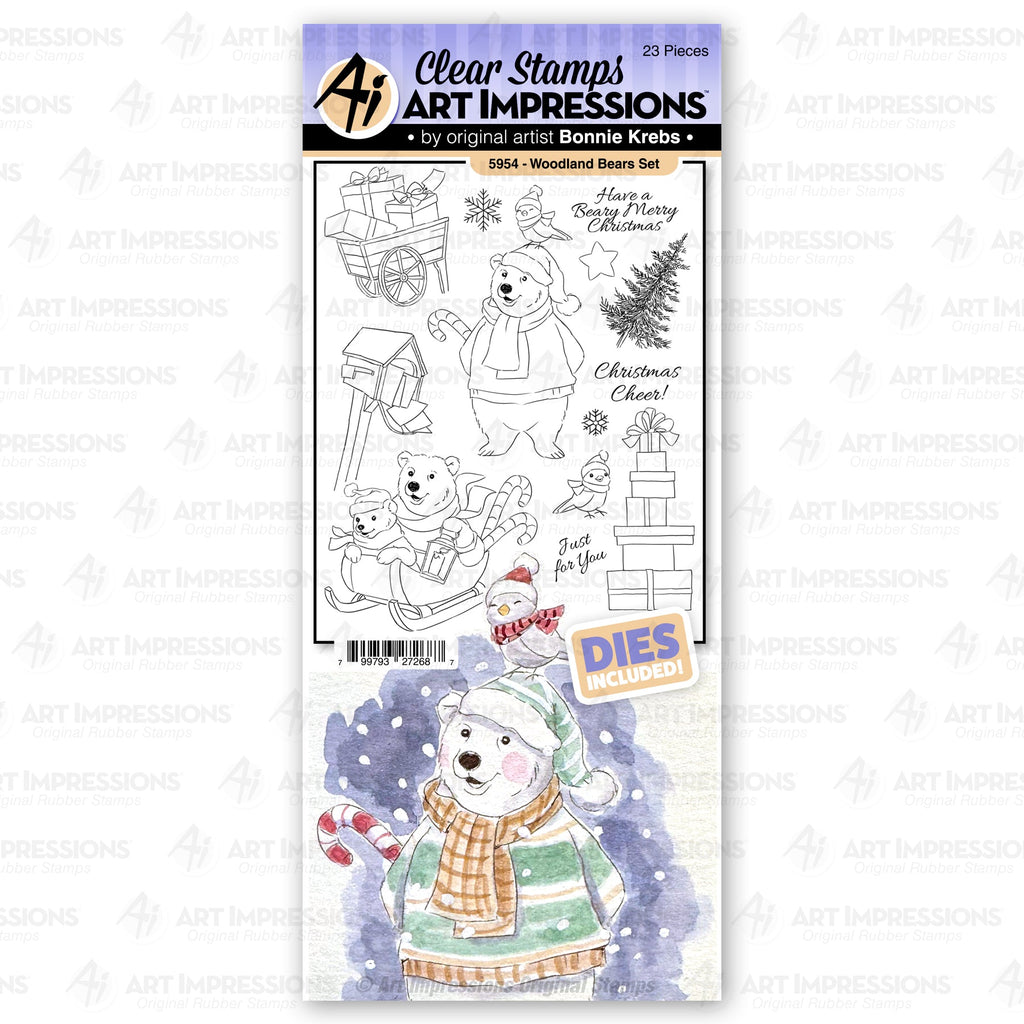 Art Impressions Woodland Bears Stamp and Die Set 5954