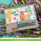 Artistic card featuring tool box and art supplies with sentiment 'sending smiles'