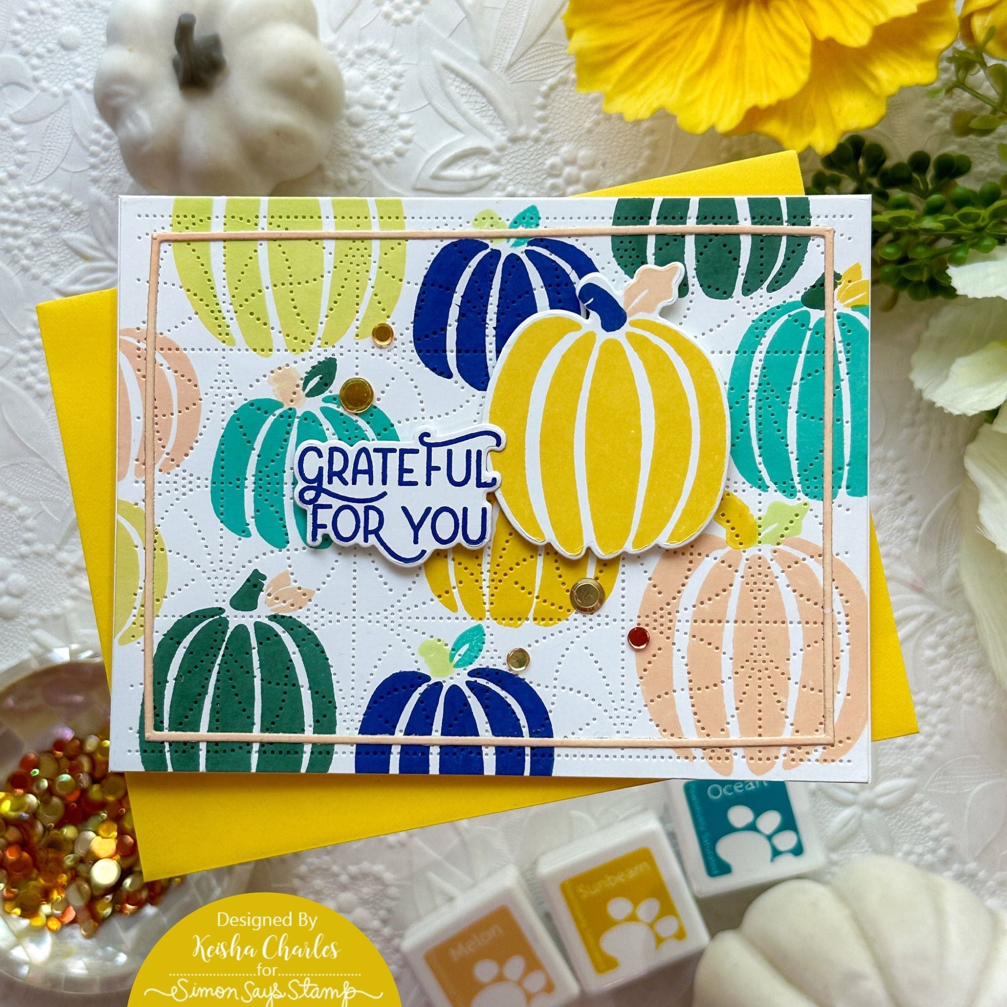 Simon Says Clear Stamps Artsy Pumpkins sss302756c Stamptember Thanksgiving Card