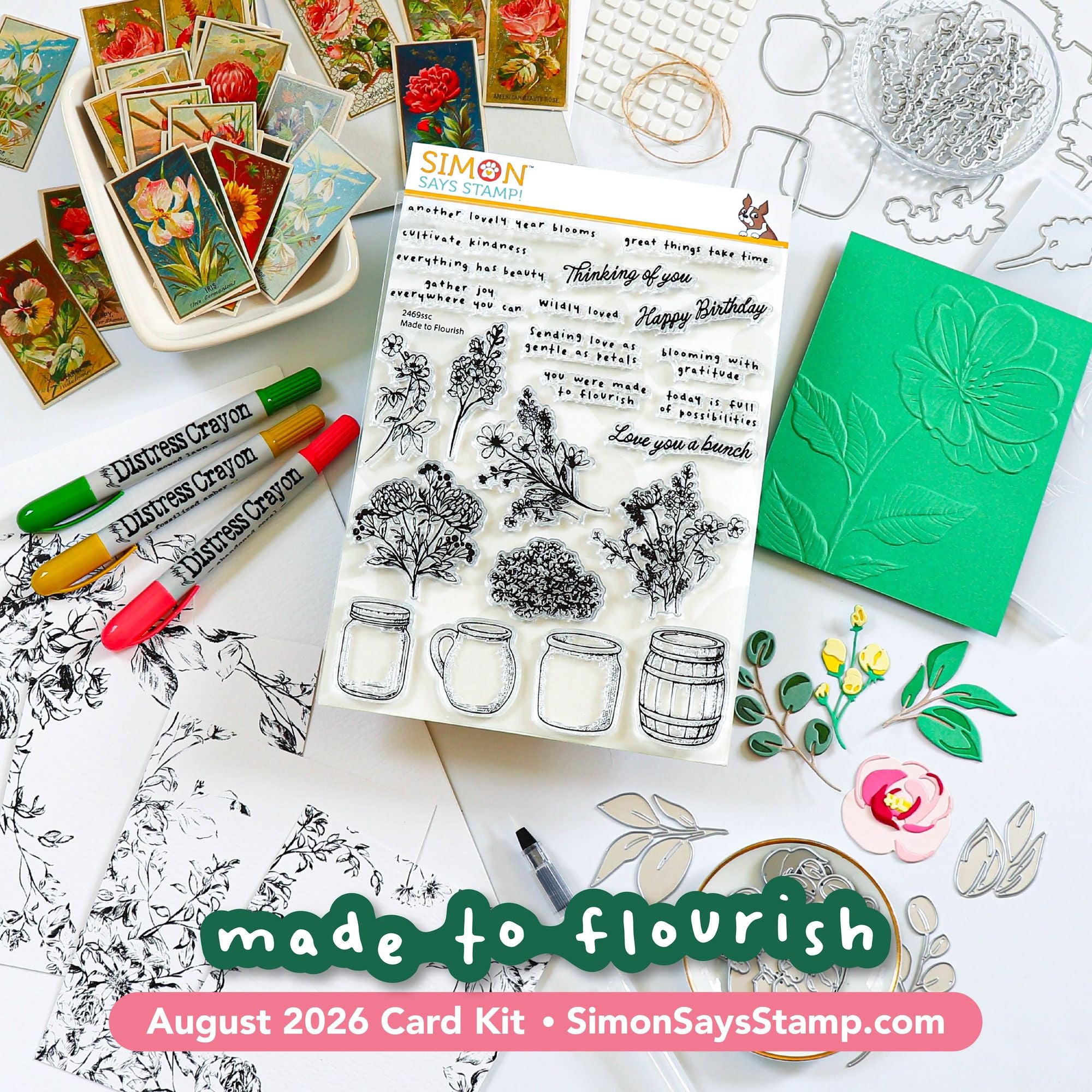 PREORDER Simon Says Stamp Card Kit of the Month August 2026 Made to Flourish ck0826