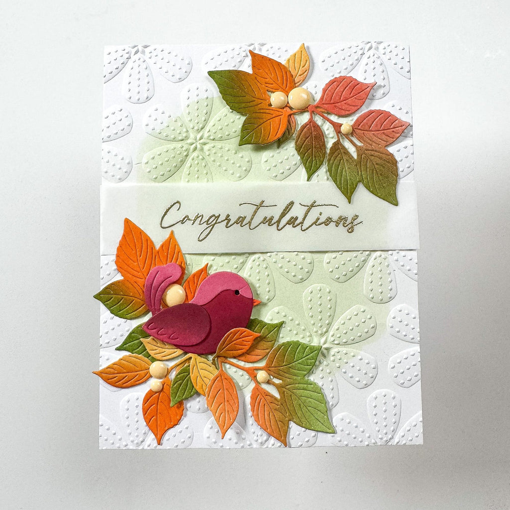 Simon Says Stamp Autumn Leaf Branch Wafer Dies s1079 STAMPtember Congratulations Card