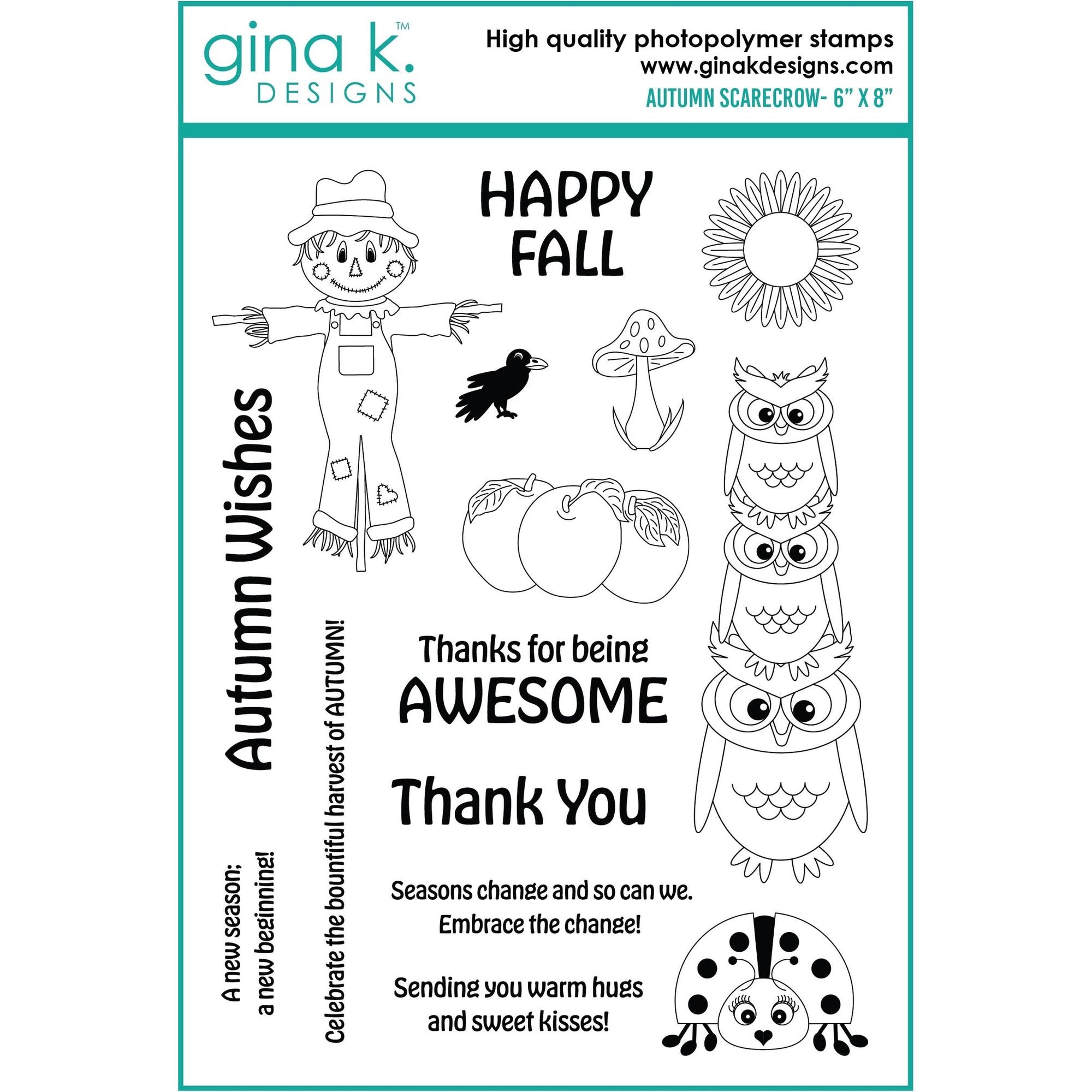 Gina K Designs AUTUMN SCARECROW Clear Stamps dw09