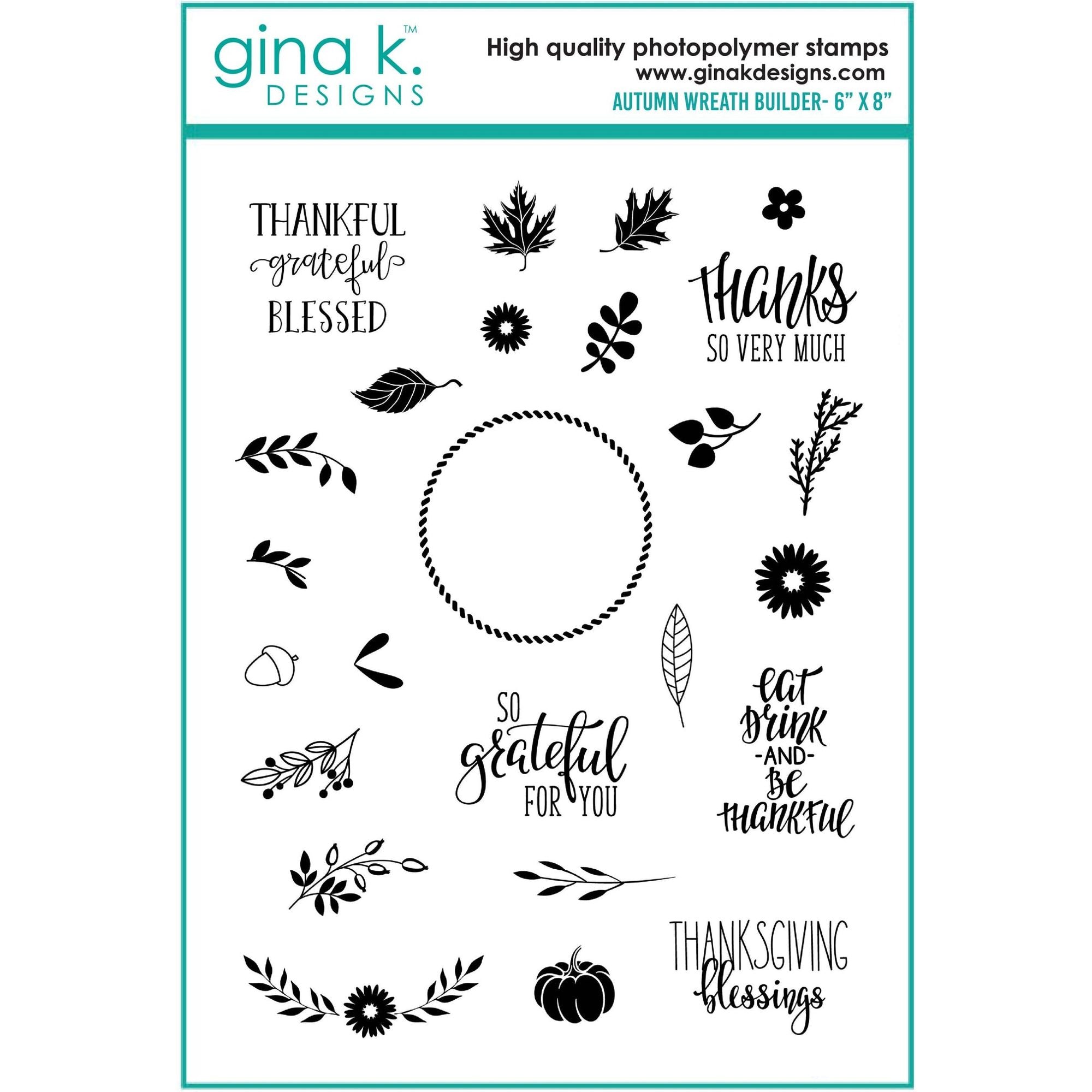 Gina K Designs AUTUMN WREATH BUILDER Clear Stamps 3573