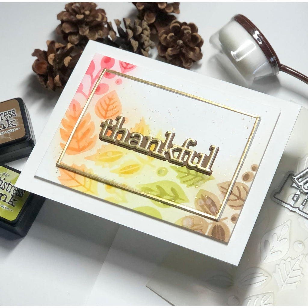 Simon Says Stamp Stencils Autumn Cascade ssst221698 Stamptember Thankful  Card