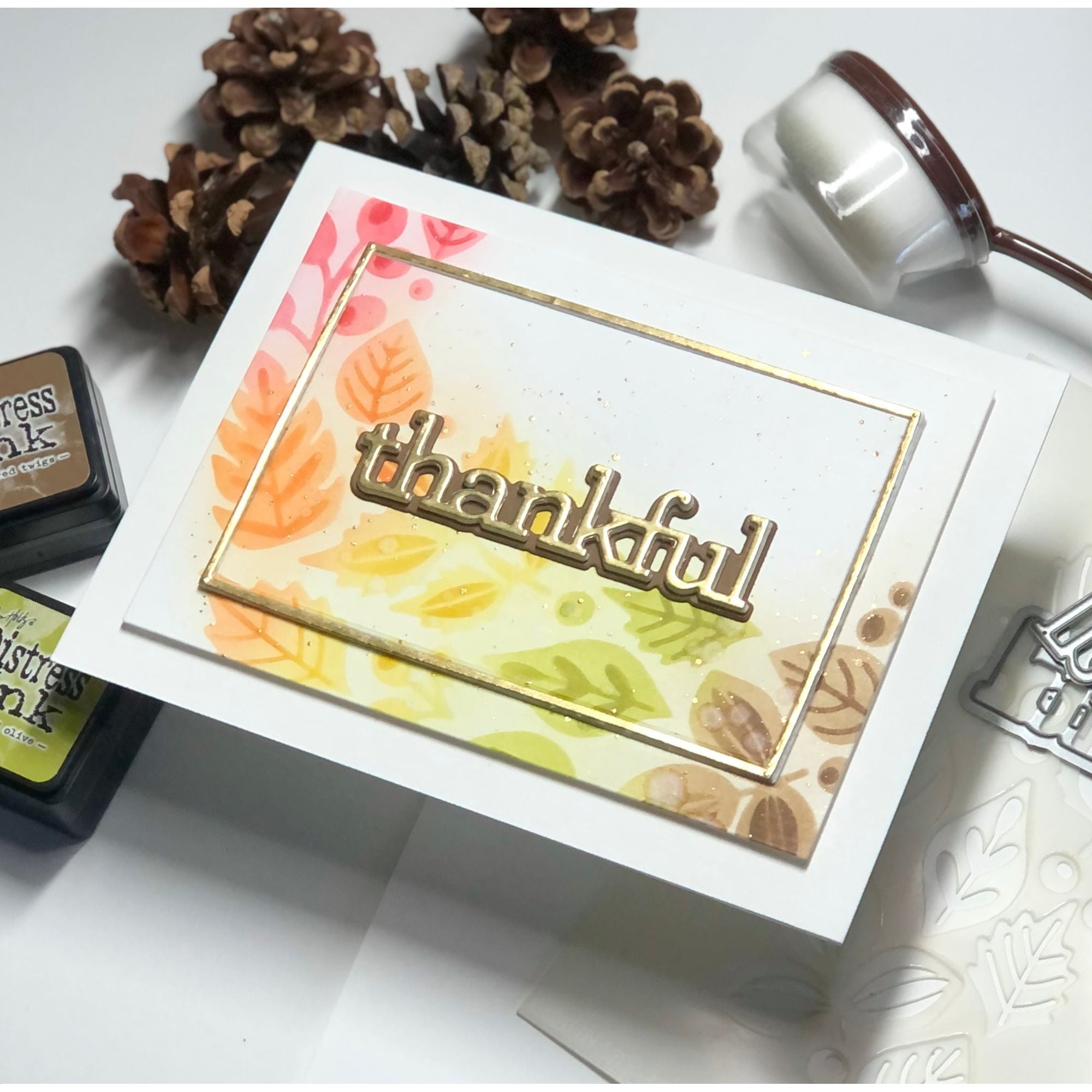 Simon Says Stamp Stencils Autumn Cascade ssst221698 Stamptember Thankful  Card