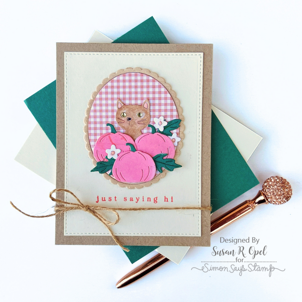 Simon Says Stamp Autumn Arrangement Wafer Dies s976 Sweet Wishes Hello Card