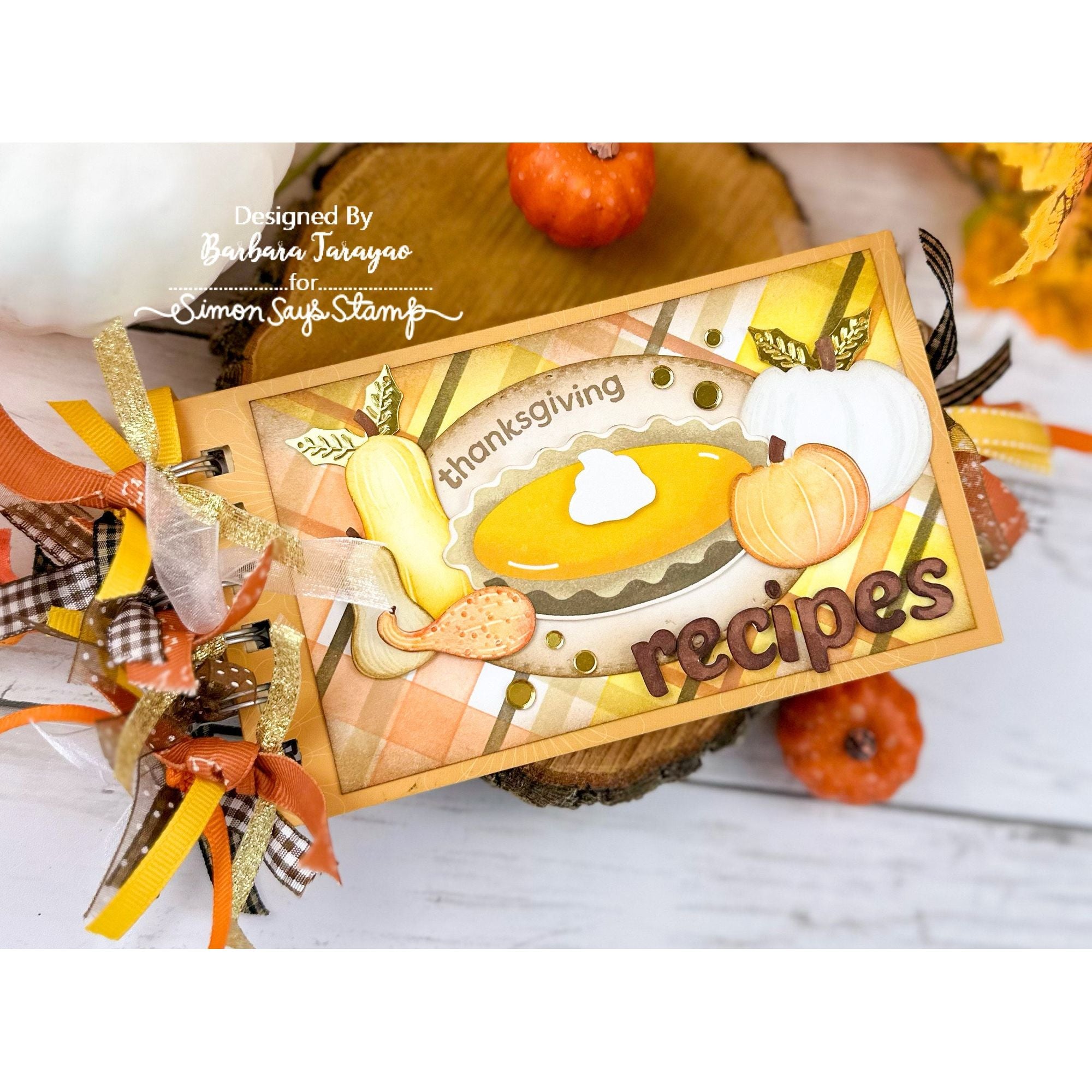 Simon Says Stamp Embossing Folder Autumn Gourds sf465 Stamptember Thanksgiving Recipe Book