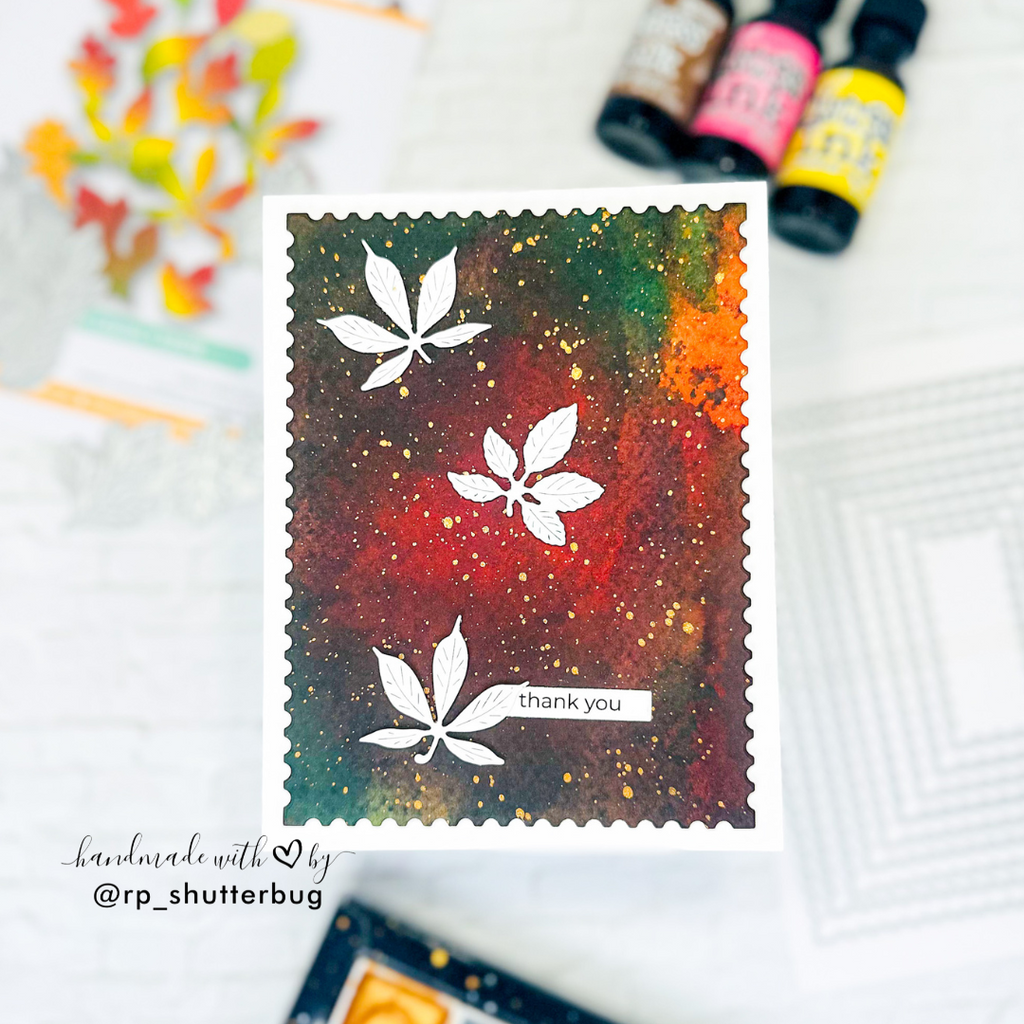 Simon Says Stamp Autumn Leaves Wafer Dies s1076 STAMPtember Thank You Card