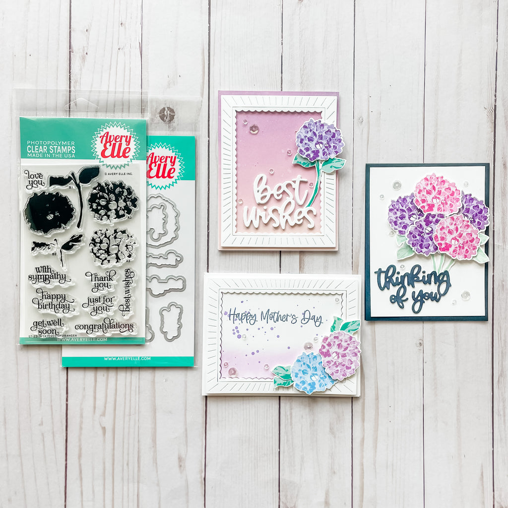 Avery Elle Clear Stamps Layered Hydrangea ST-23-19 card examples