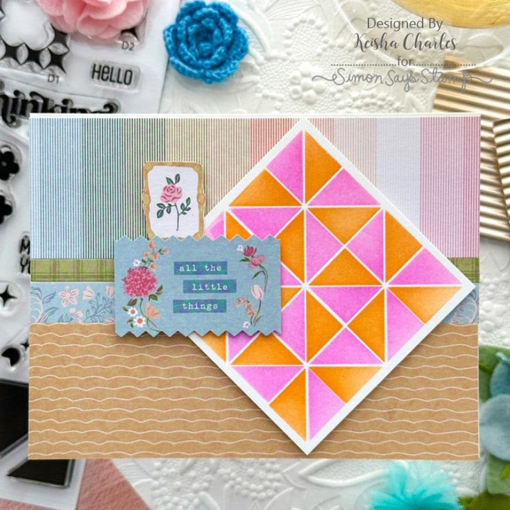 PinkFresh Studio Lovely Blooms 6 x 6 Paper Pack 204323 Colorful Geometric Layout
