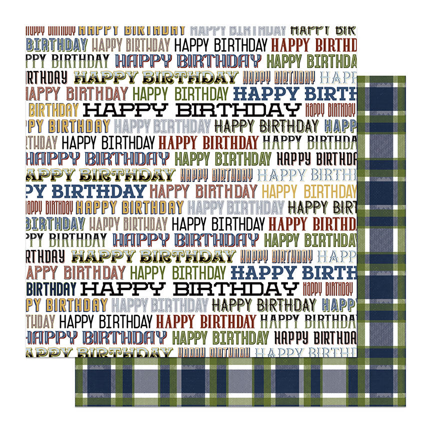 Photoplay Birthday Bash 12 x 12 Collection Pack bba4431 Happy Birthday sentiments with plaid