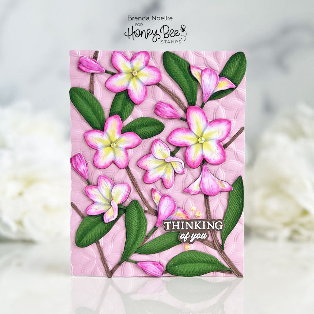 Honey Bee Bold Background Plumeria Dies hbds-bbplum Sympathy Card