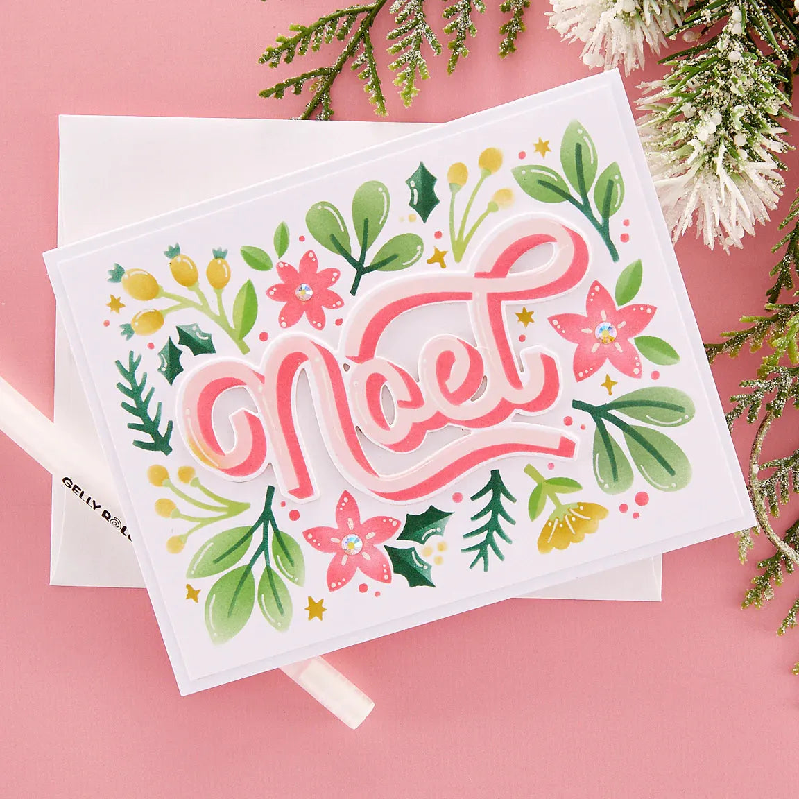 Spellbinders Layered Noel Foliage Stencil and Etched Die Set BD-0777 noel
