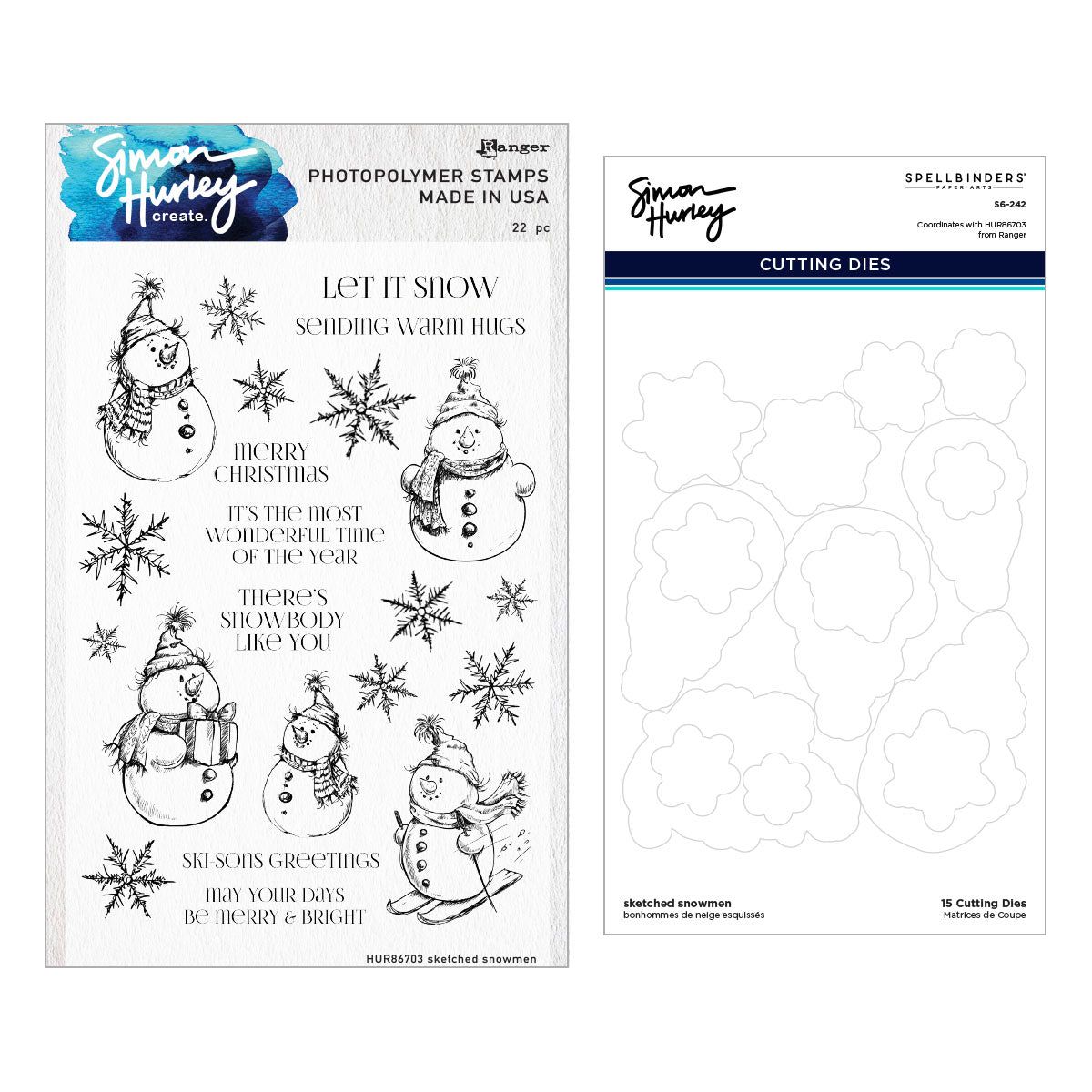 Ranger Simon Hurley Sketched Snowmen Stamp And Die Bundle image 2