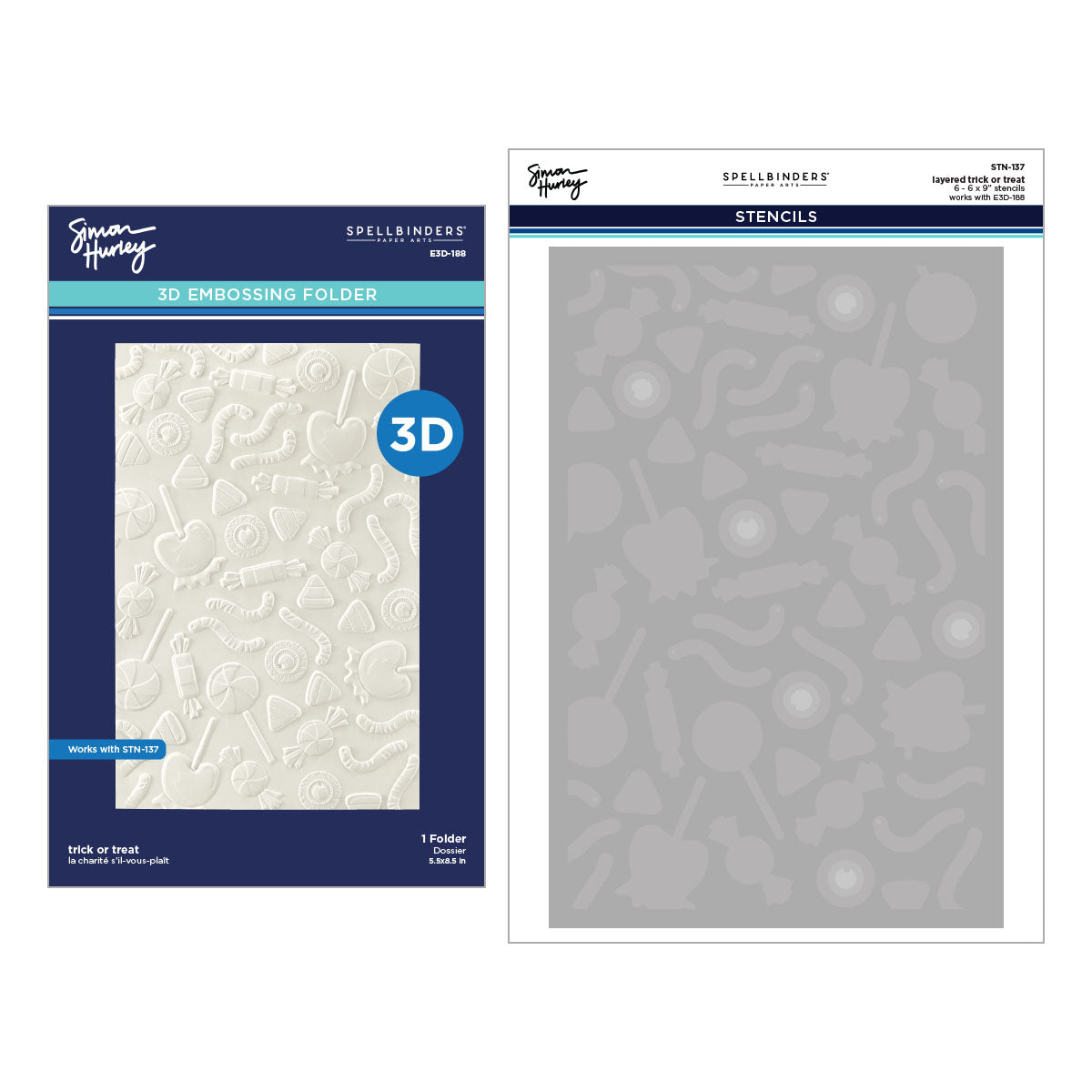 Spellbinders Trick or Treat 3D Embossing Folder and Stencil Bundle 