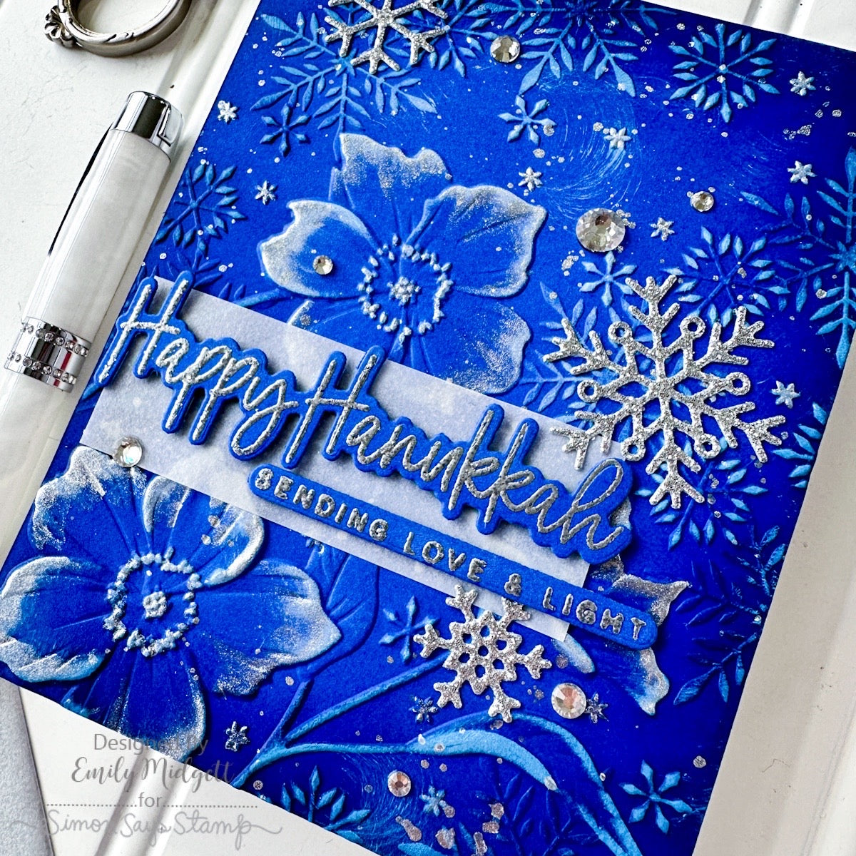 Simon Says Clear Stamps Big Hanukkah Words 1158ssc DieCember Hanukkah Card | color-code:ALT01
