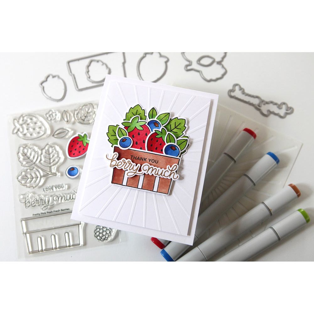 Pretty Pink Posh Fresh Berries Clear Stamps thank you | color-code:ALT01