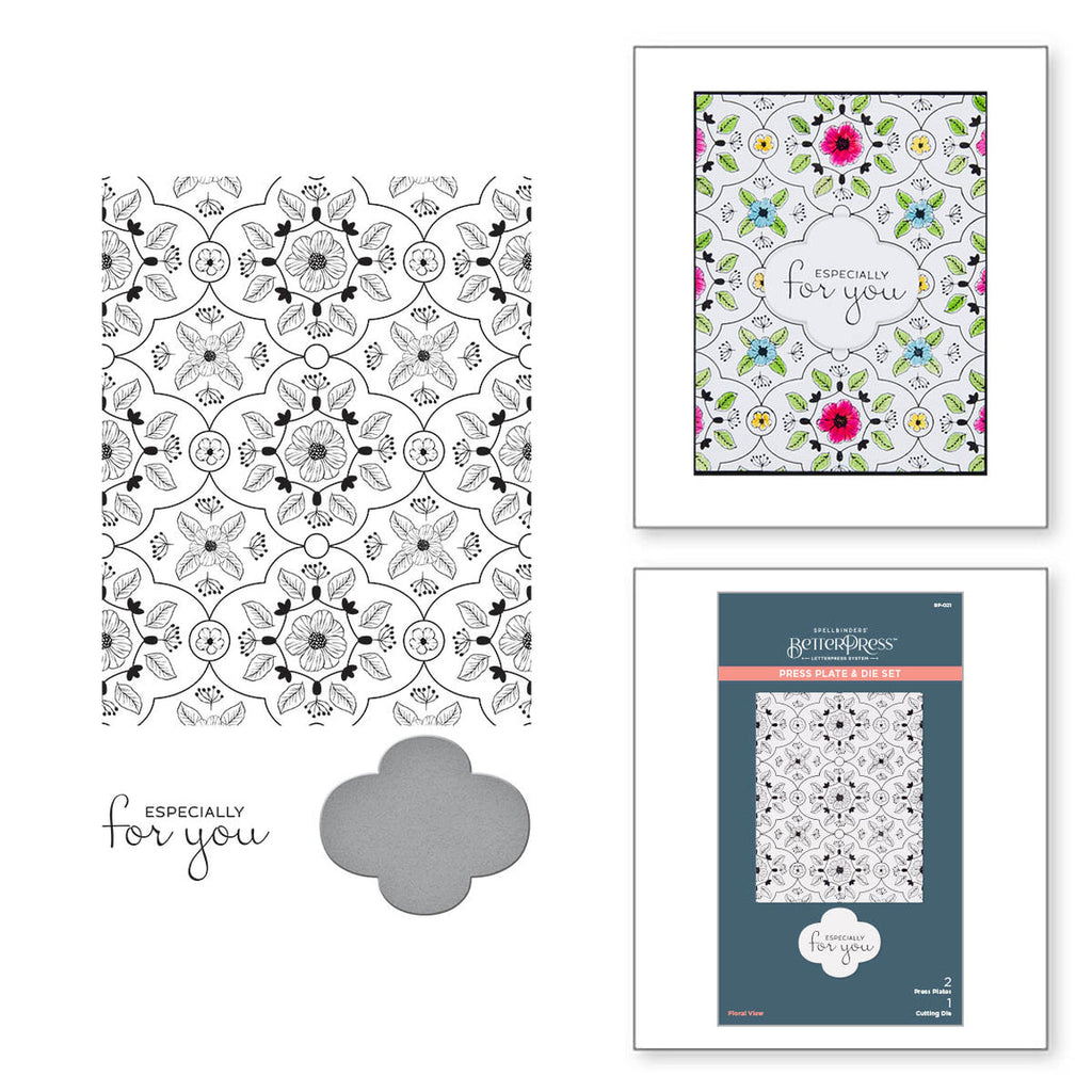 BP-021 Spellbinders Floral View Press Plate and Die Set