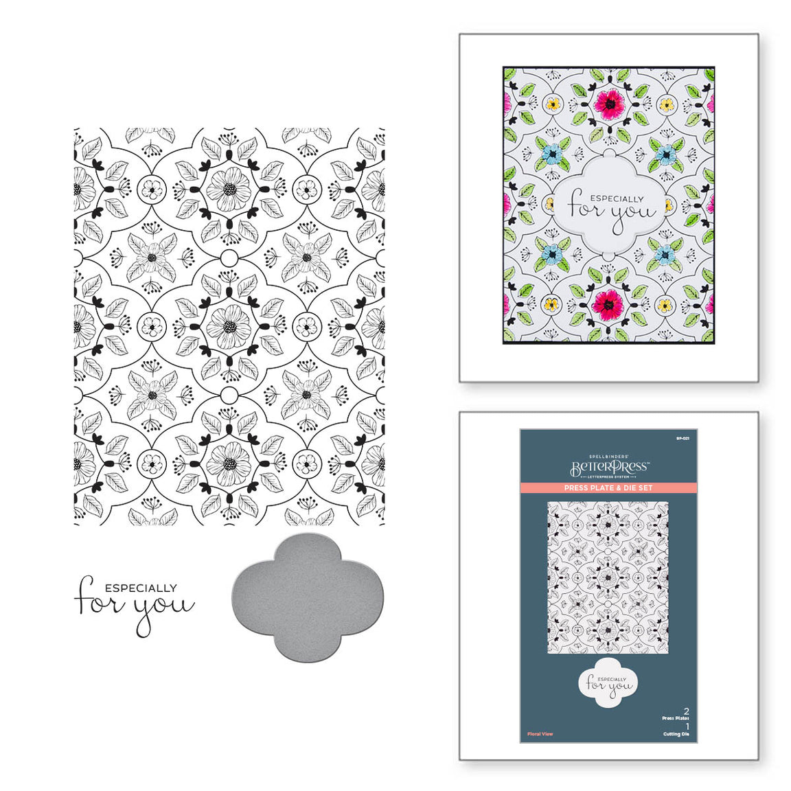 BP-021 Spellbinders Floral View Press Plate and Die Set