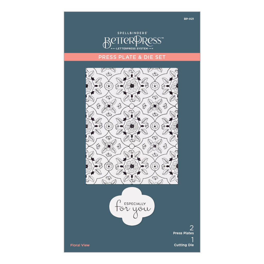 BP-021 Spellbinders Floral View Press Plate and Die Set Floral