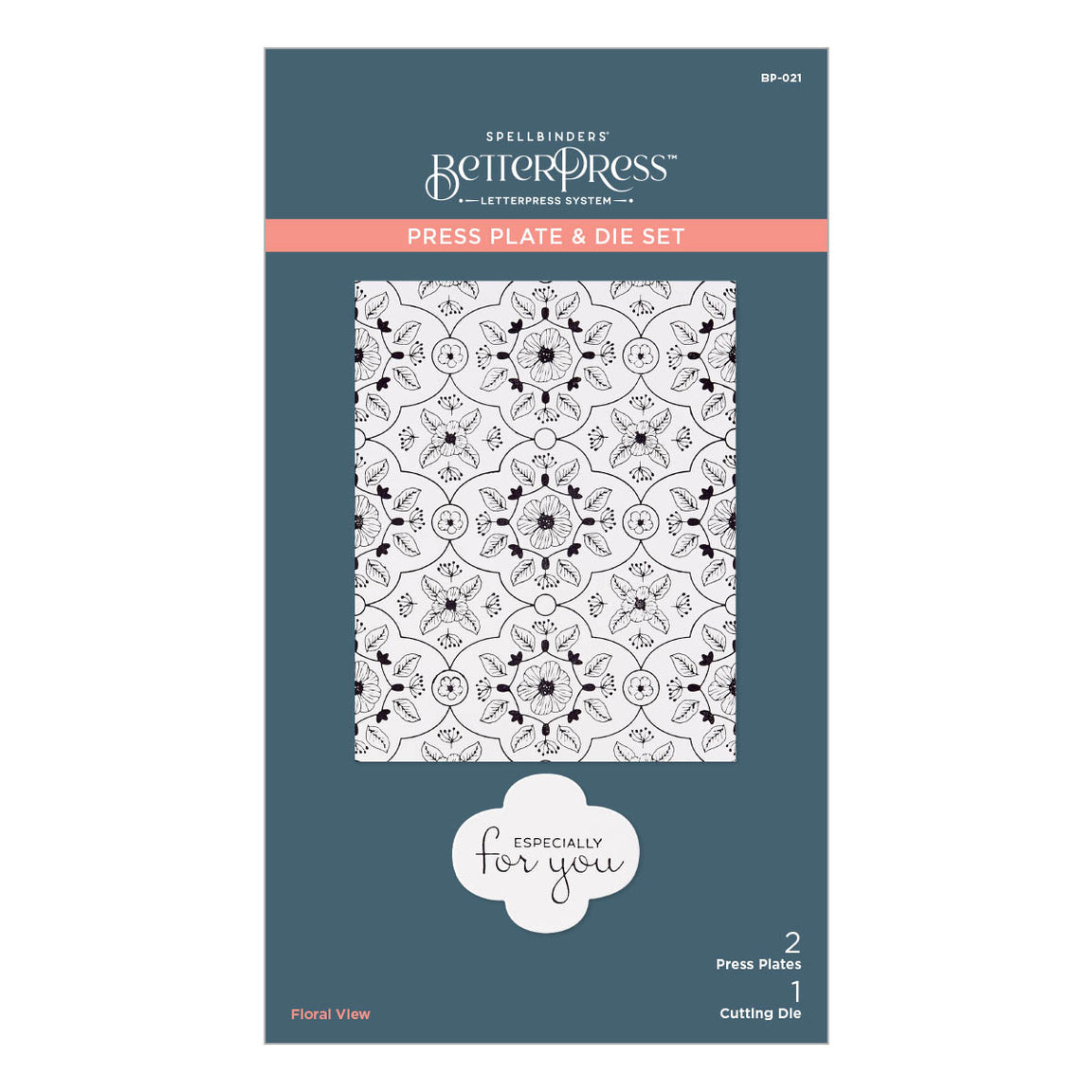 BP-021 Spellbinders Floral View Press Plate and Die Set Floral