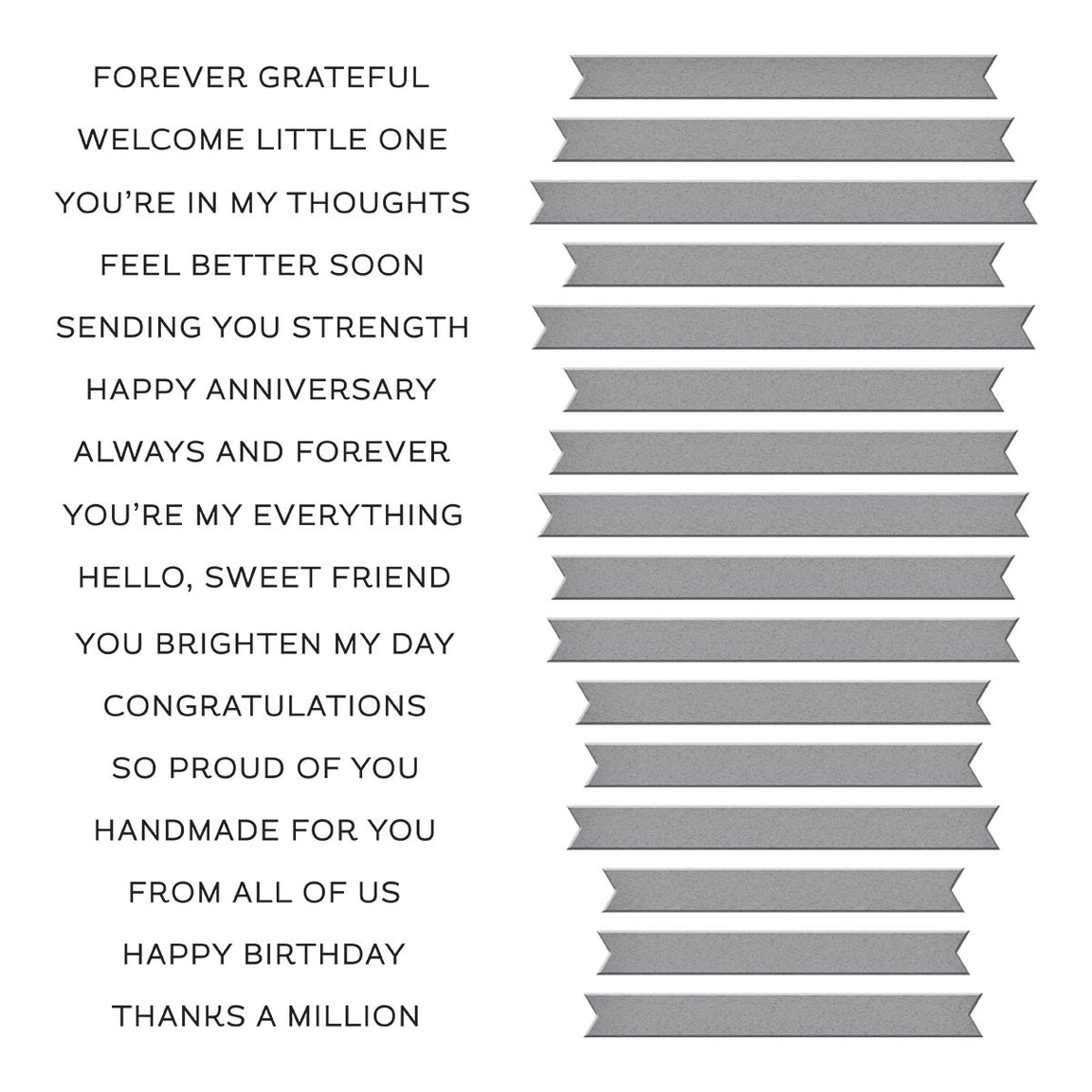 BP-025 Spellbinders Always and Forever Sentiment Strips Press Plate and Die Set Sentiments