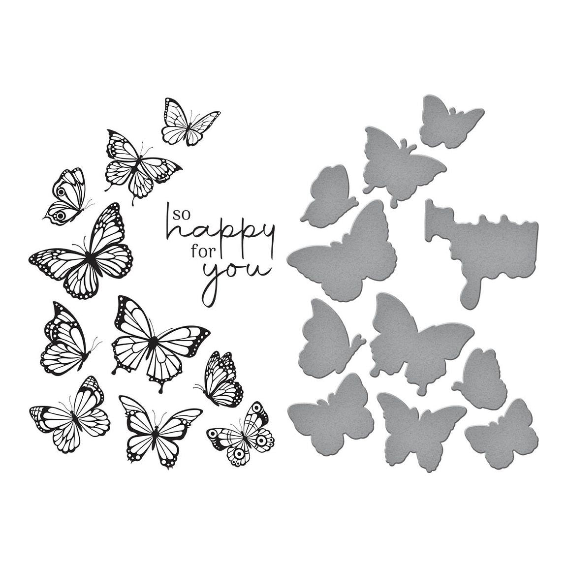 BP-031 Spellbinders Butterfly Swirl Press Plate and Die Set Happy