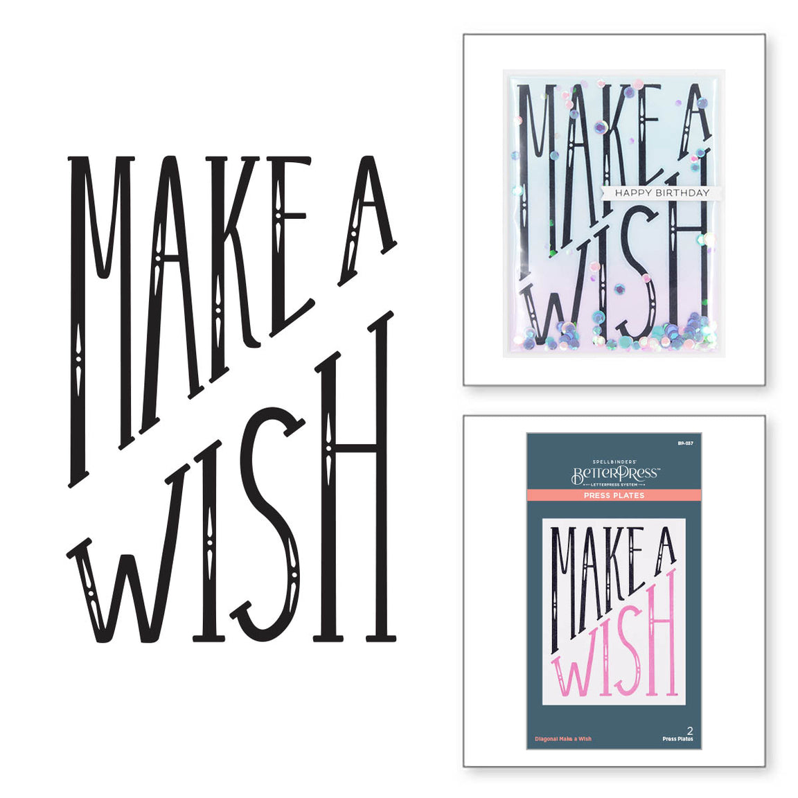 BP-037 Spellbinders Diagonal Make a Wish Press Plates