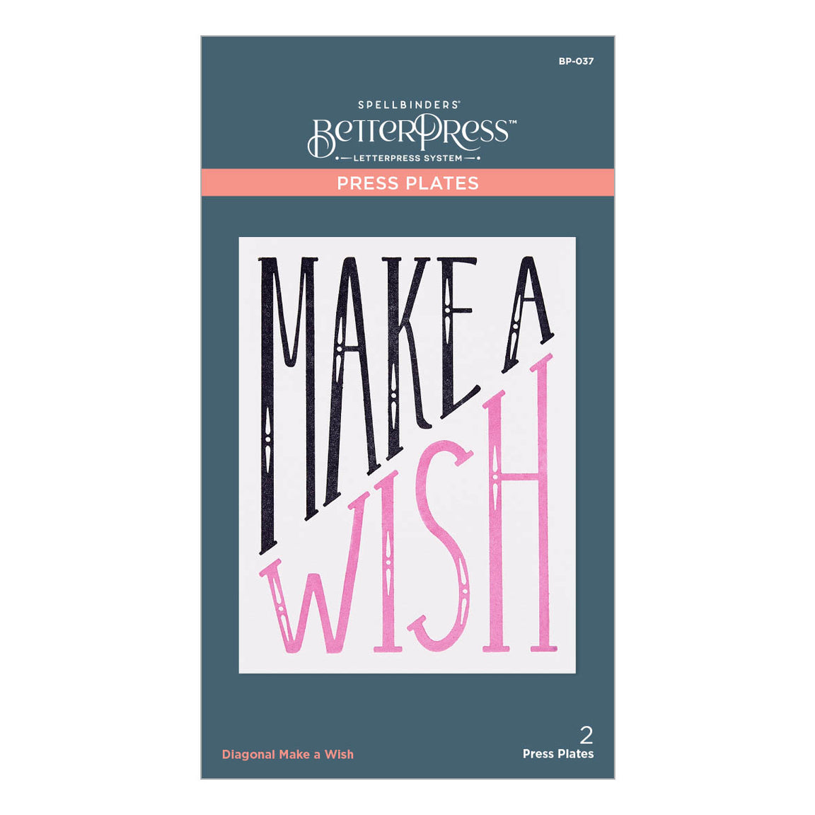BP-037 Spellbinders Diagonal Make a Wish Press Plates Wish