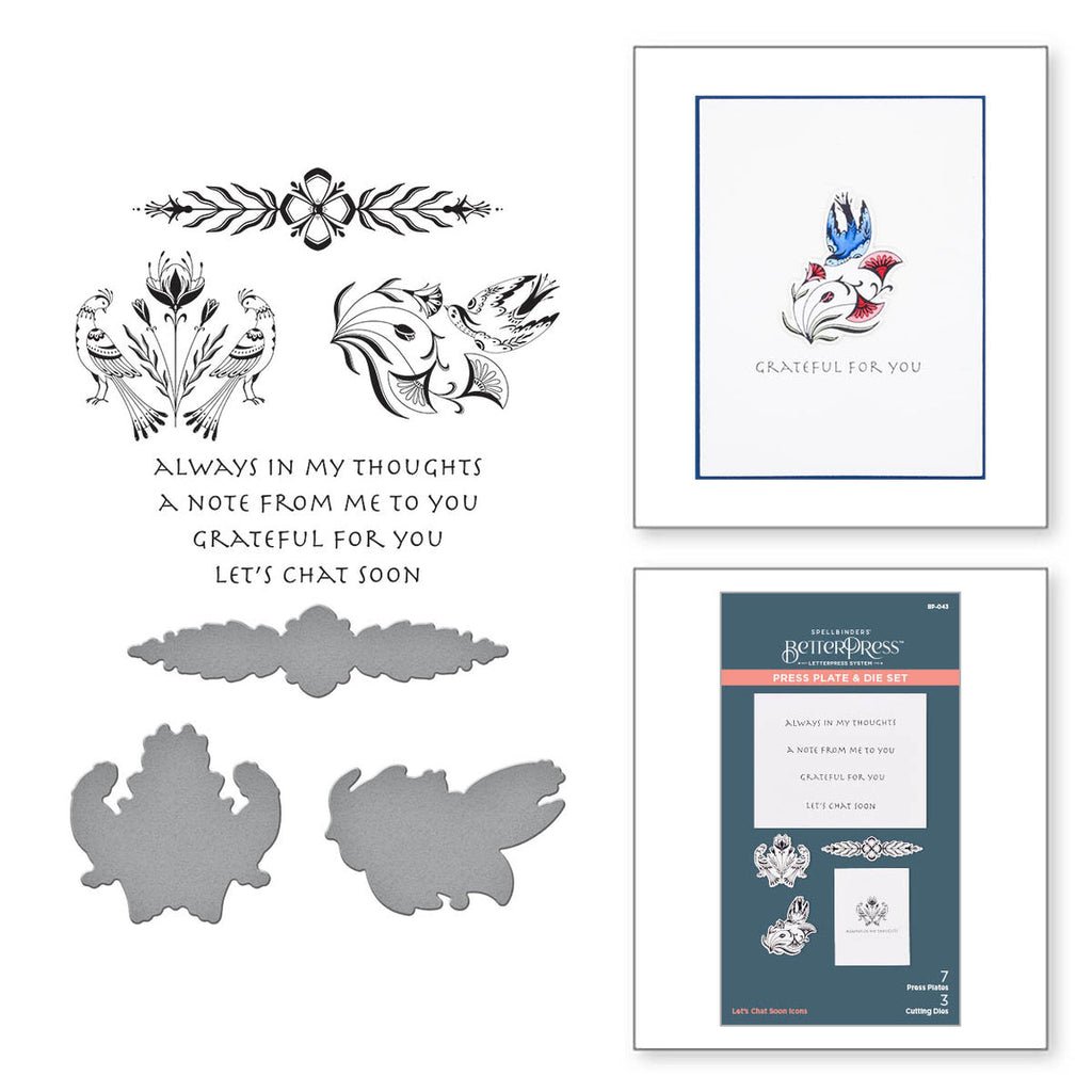 BP-043 Spellbinders Let's Chat Soon Icons Press Plate and Die Set