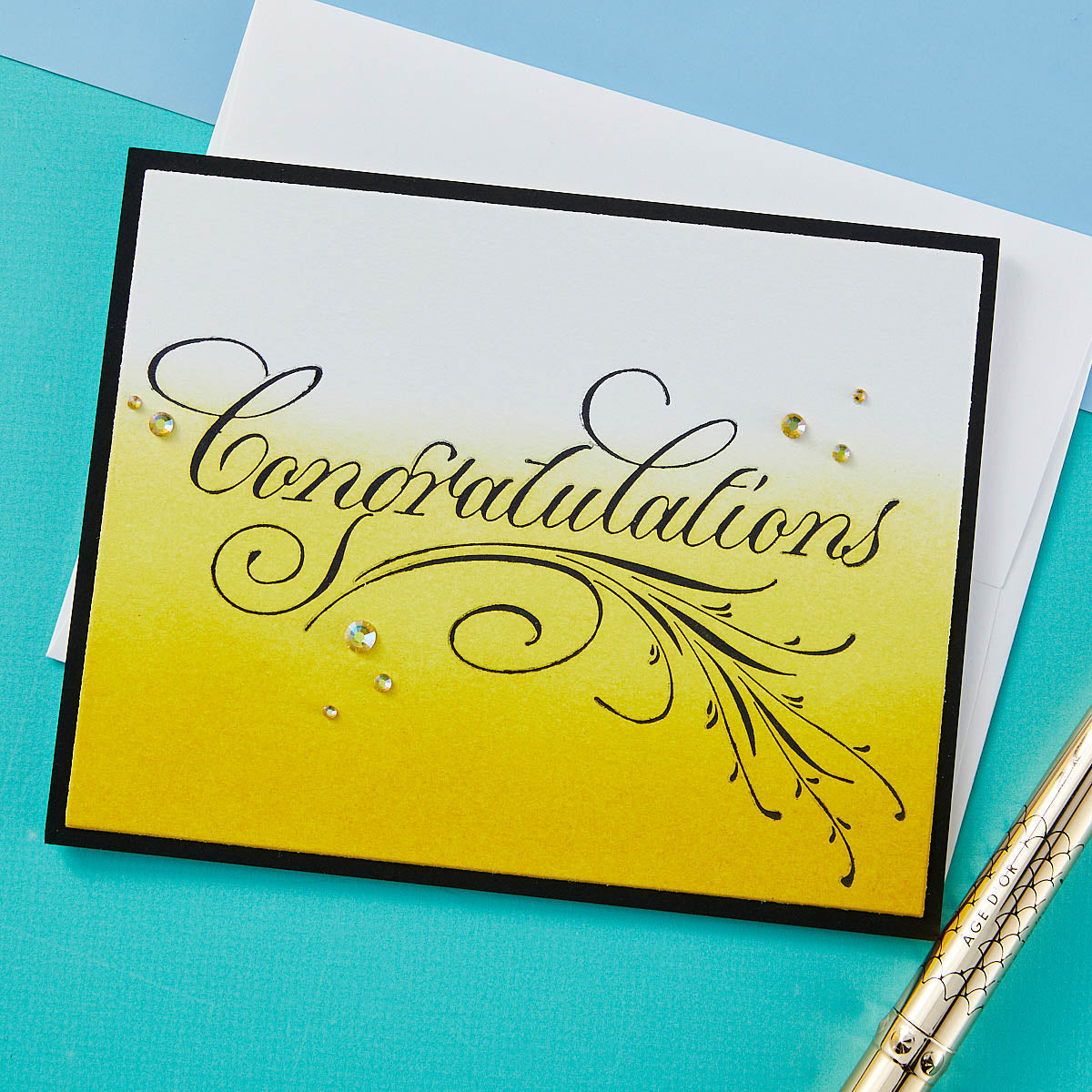 bp-099 Copperplate Congratulations Press Plate ombre background