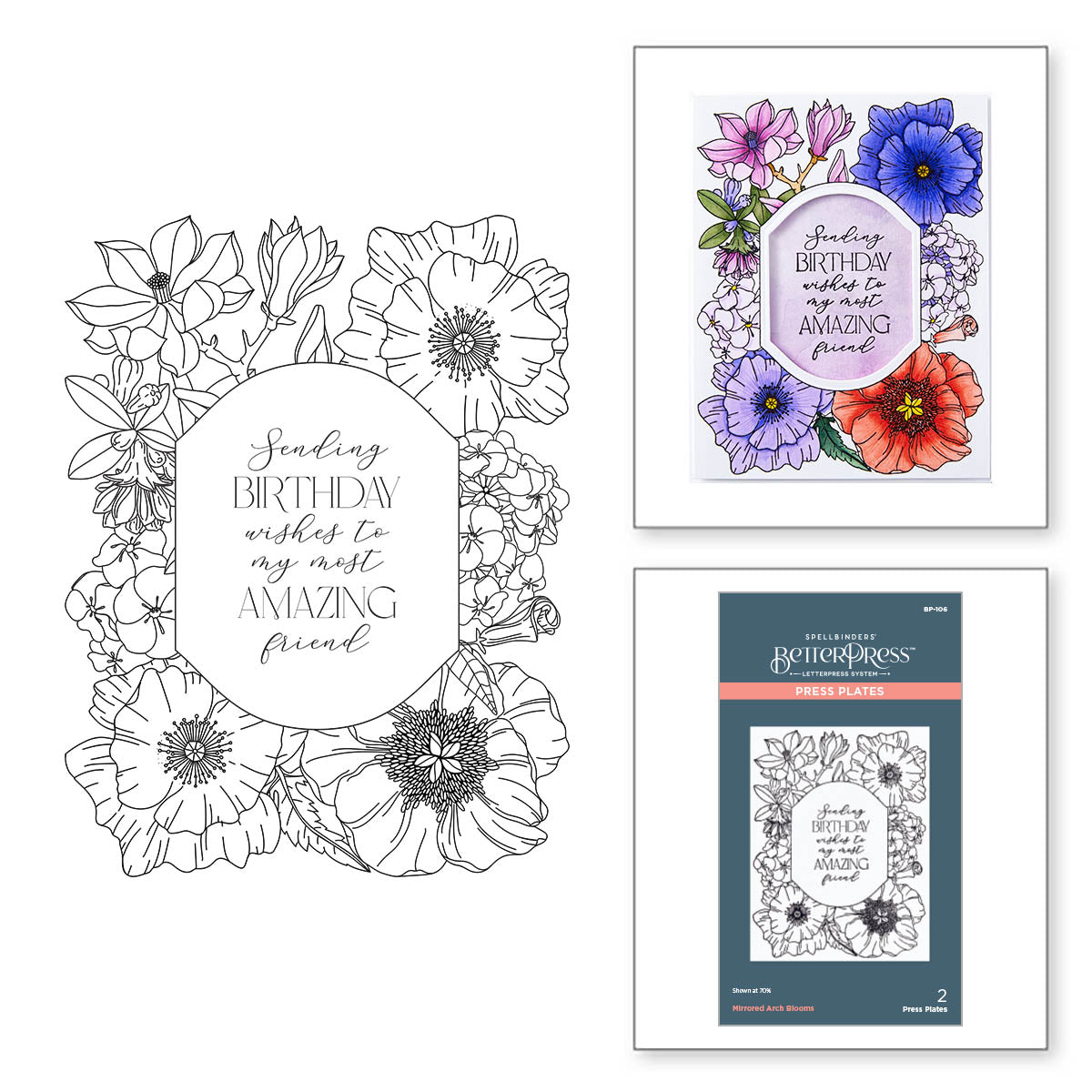 bp-106 Spellbinders Mirrored Arch Blooms Press Plates product image