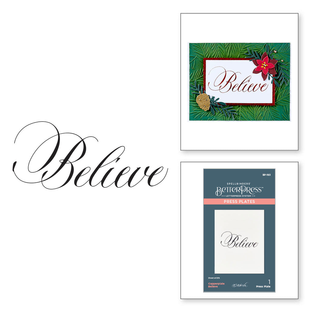 Spellbinders Copperplate Believe Press Plate bp-183
