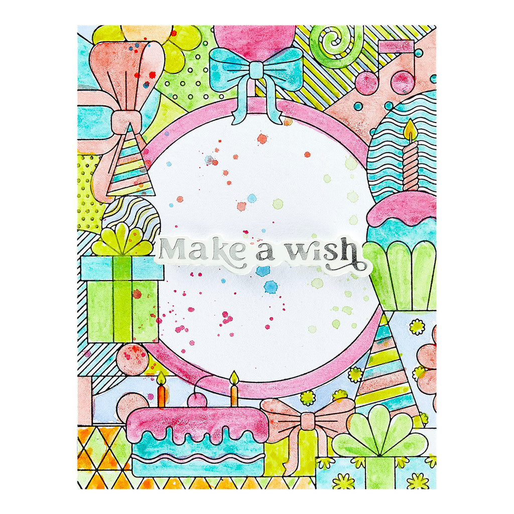 Spellbinders Birthday Bash Press Plate & Die Set bp-196 make a wish